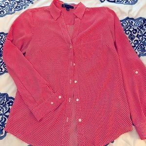 Collared blouse orange white dots